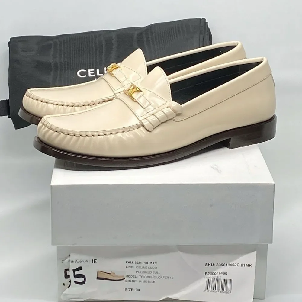 Celine Luco Triomphe in polished bull loafers size 39